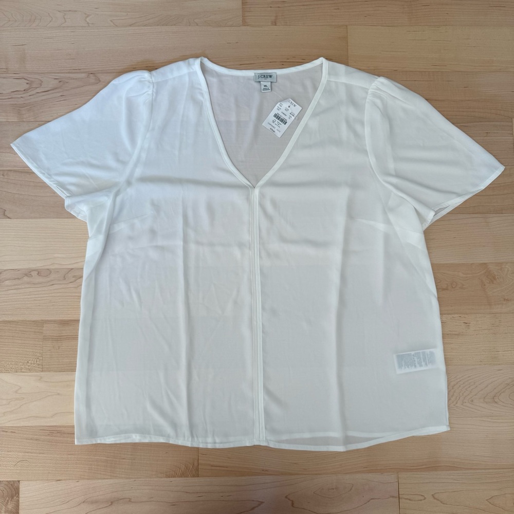 J. Crew Women's Cream V-Neck Blouse